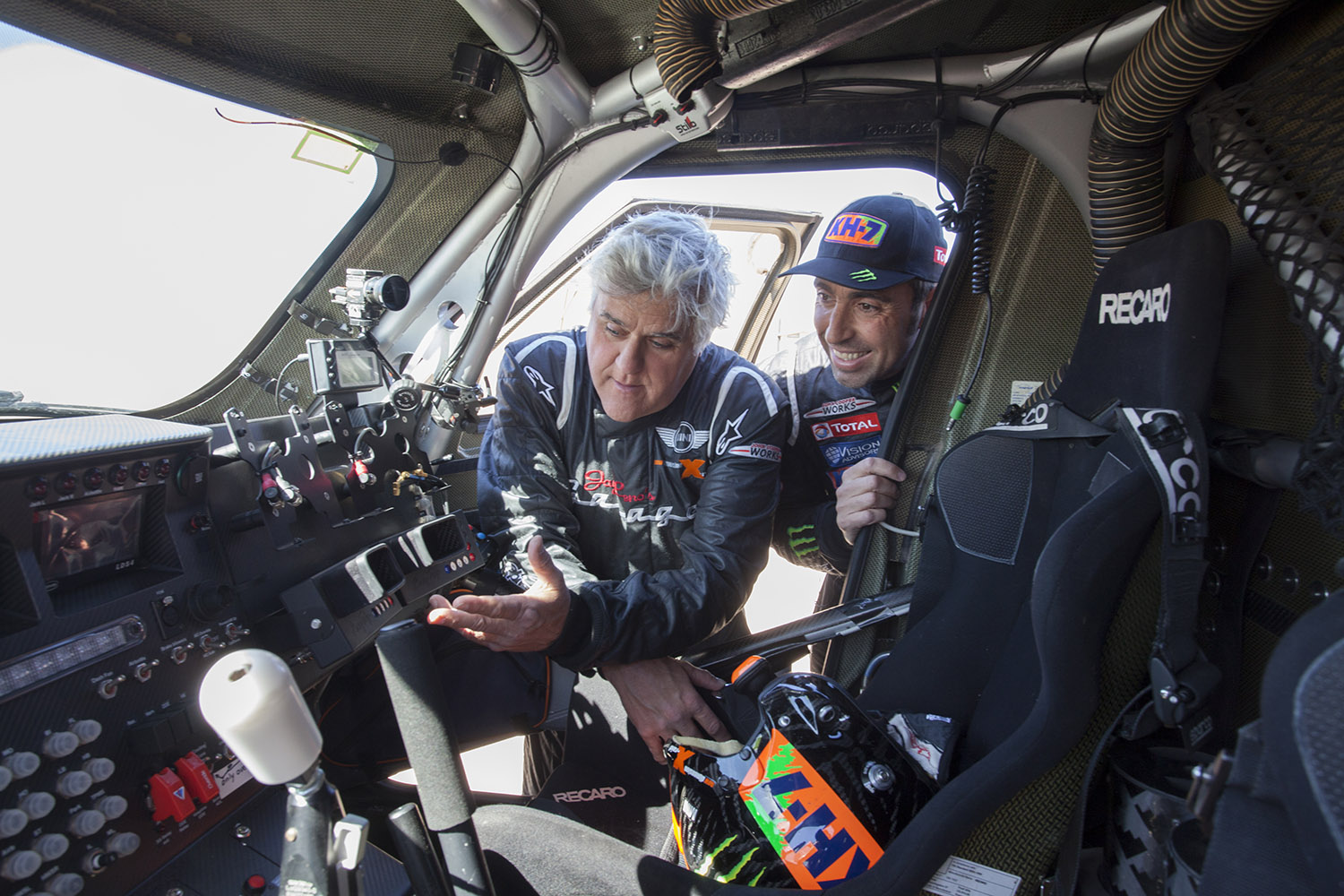 Jay Leno with a Mini rally car. Pictures by Daniel Byrne