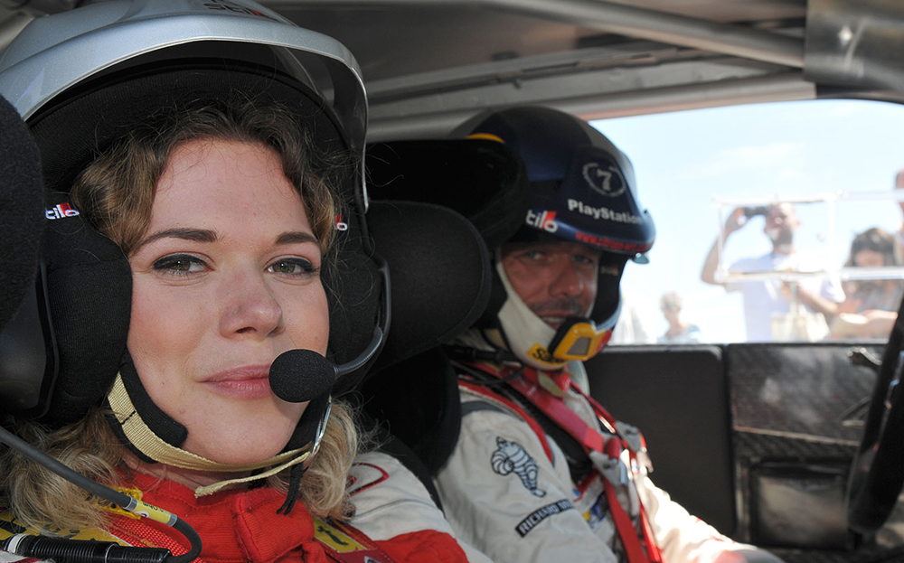 Alicia Burrell rallying with Sebastien Loeb