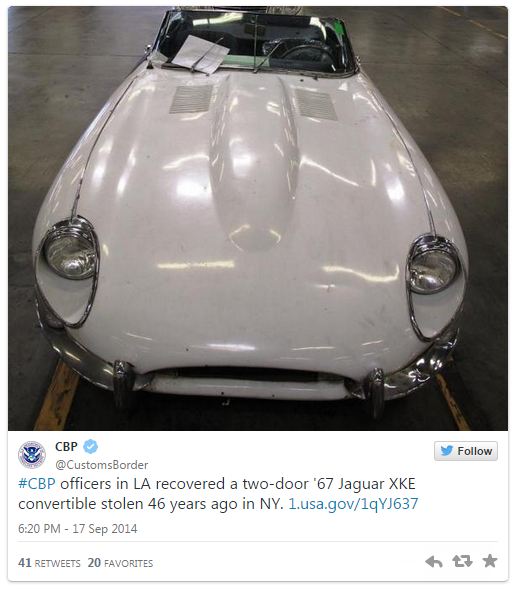 Missing E-type Jaguar