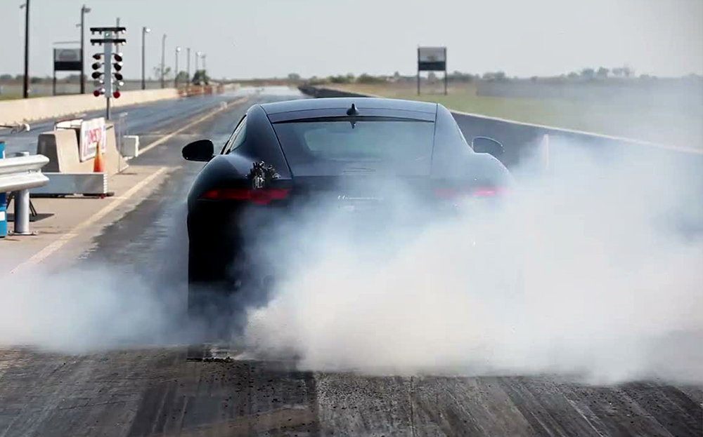 Hennessey Jaguar F-type R coupe 1/4 mile drag strip test