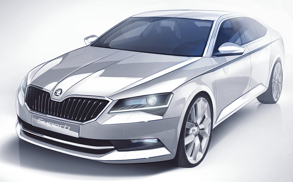 2015 Skoda Superb front 3/4 design