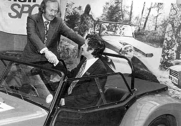 Colin Champan and Graham Nearn with the Lotus Seven