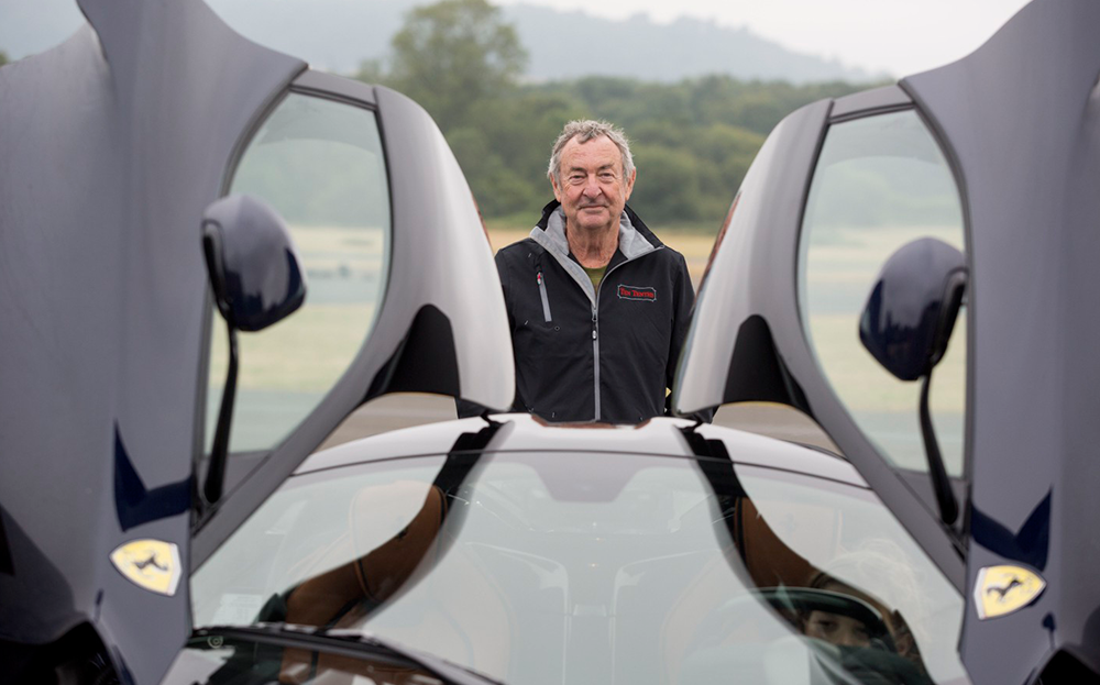 Nick Mason, Pink Floyd drummer, with his Ferrari LaFerrari