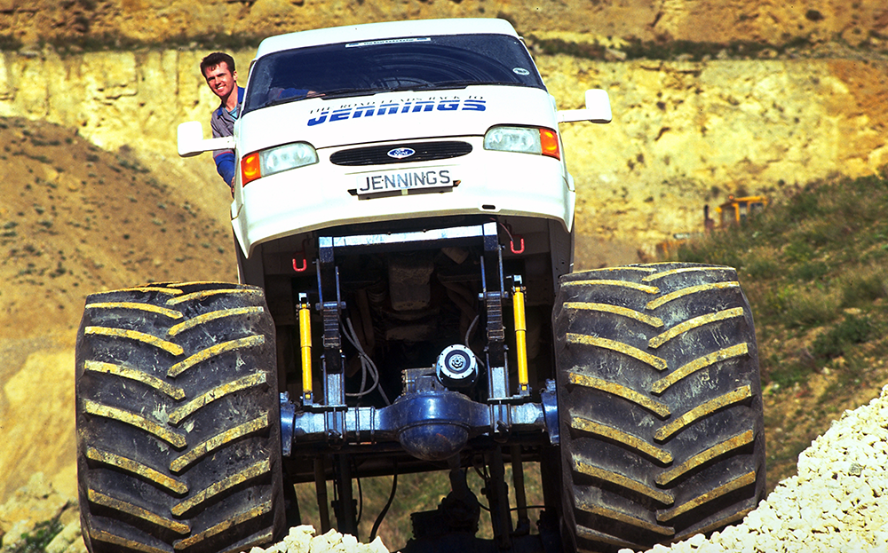 A regular Ford Transit not quite tough enough for you? How about the monster truck version, built in 1994? It weighed a 6.6 tonnes and featured huge balloon tyres mounted on axles from a U.S. military vehicle.