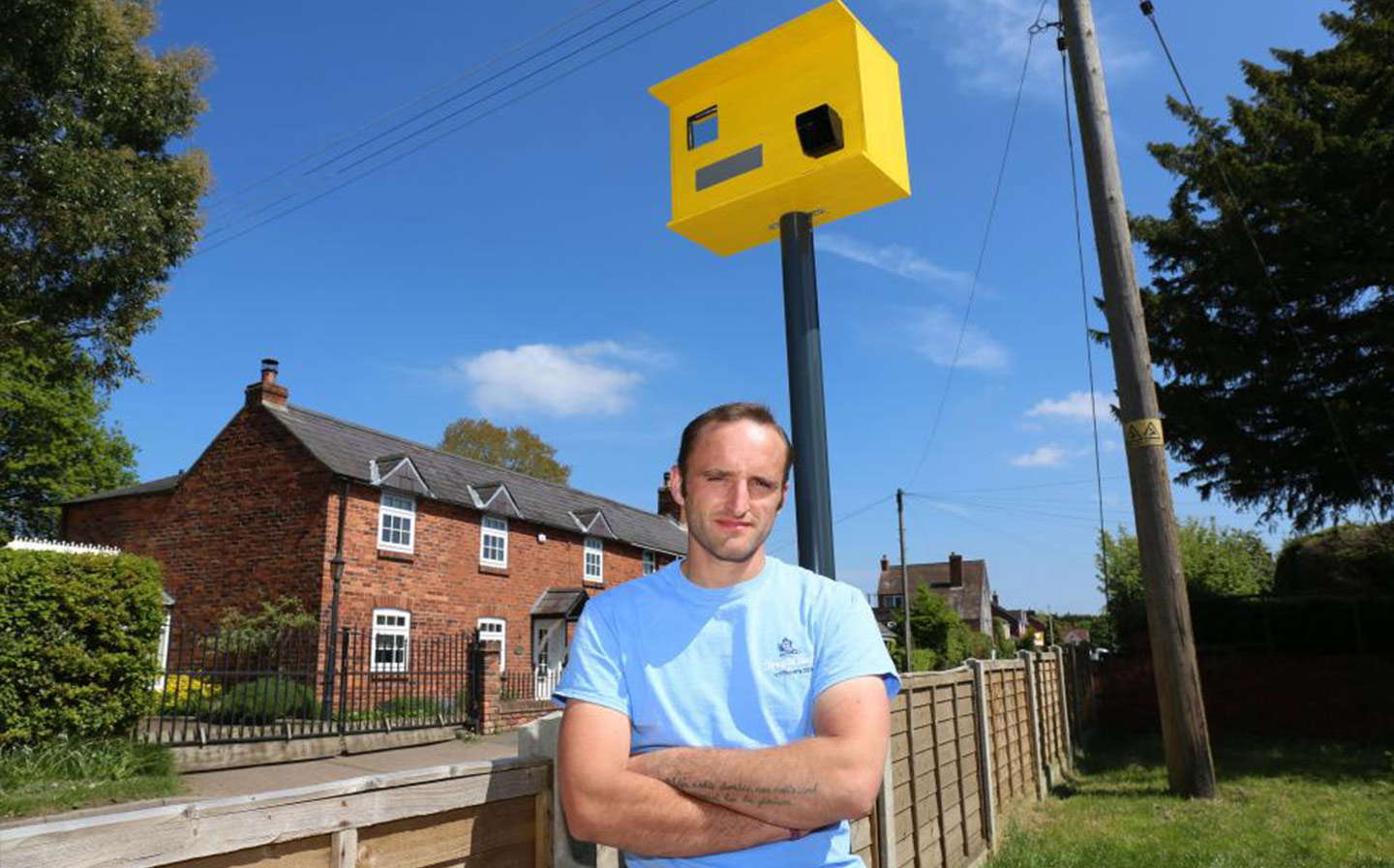 Jim Dyke, 32, said he'd had enough of drivers speeding through his home village of Clows Top, Worcester, that decided to take matters into his own hands. The carpenter took just three hours to construct his own fake speed camera .