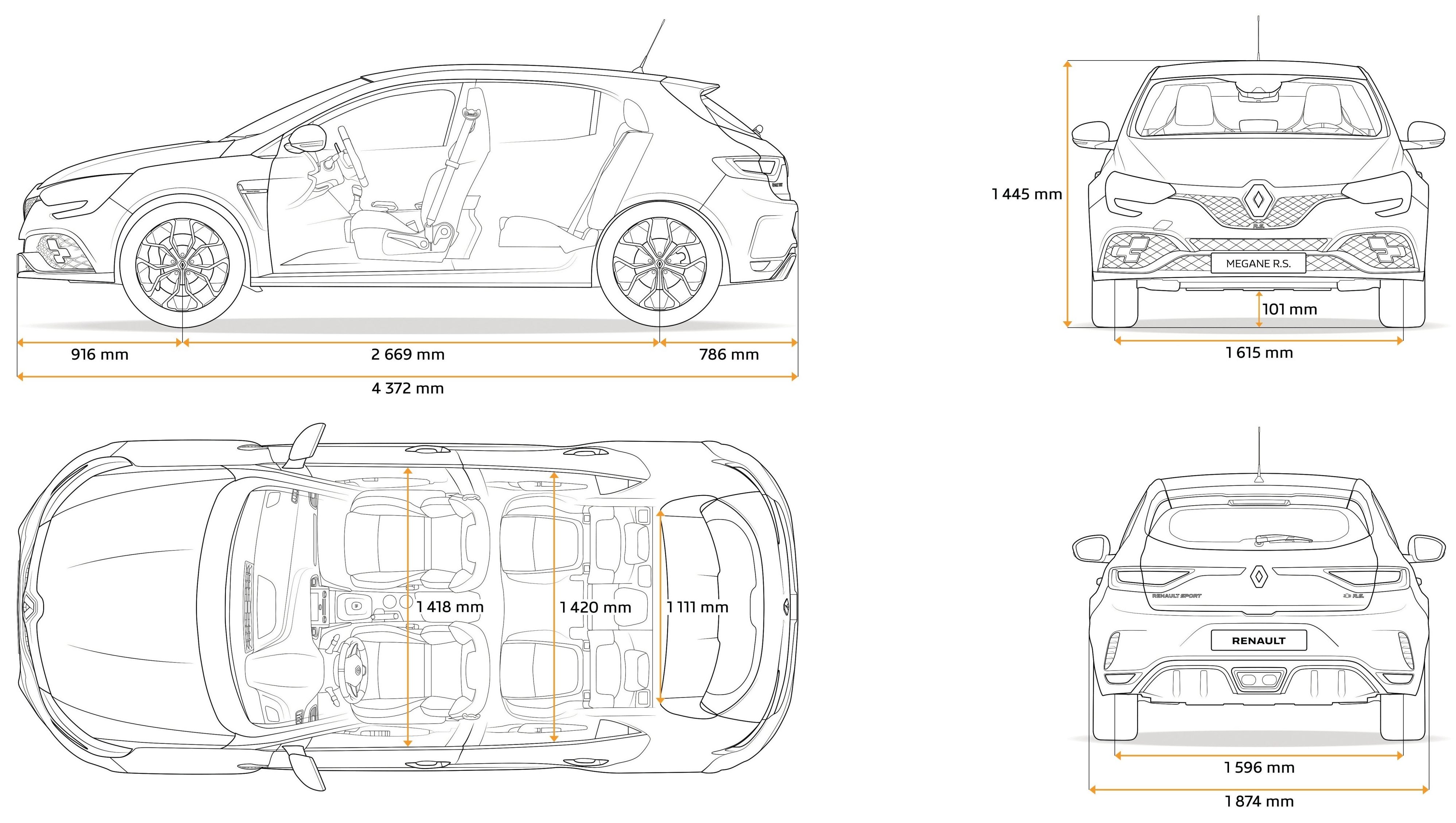 2018 Renault Mégane RS 280 - dimensions