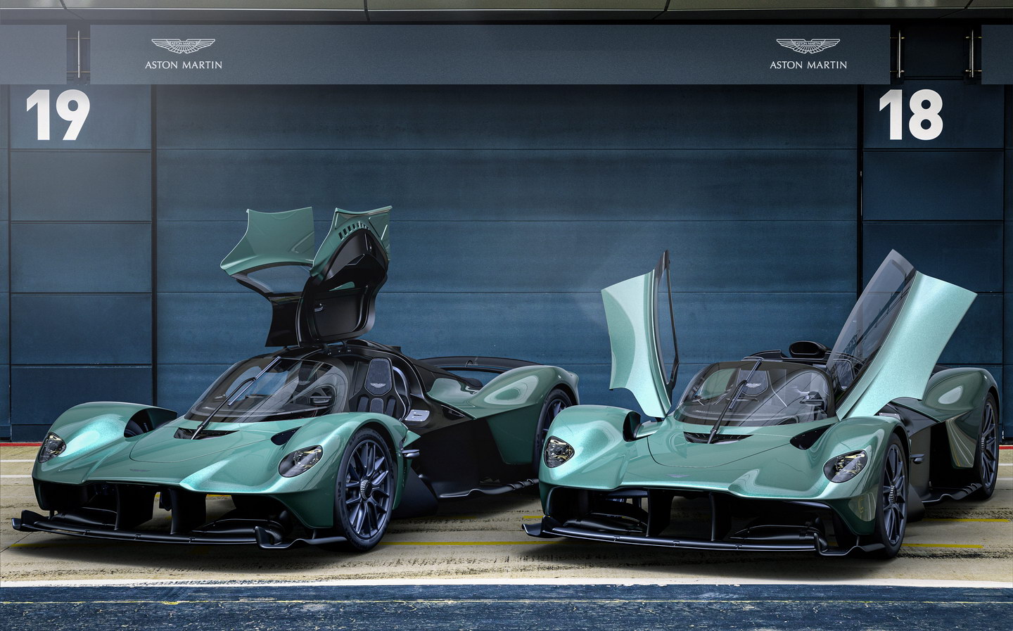 Aston Martin Valkyrie Spider with the regular Valkyrie