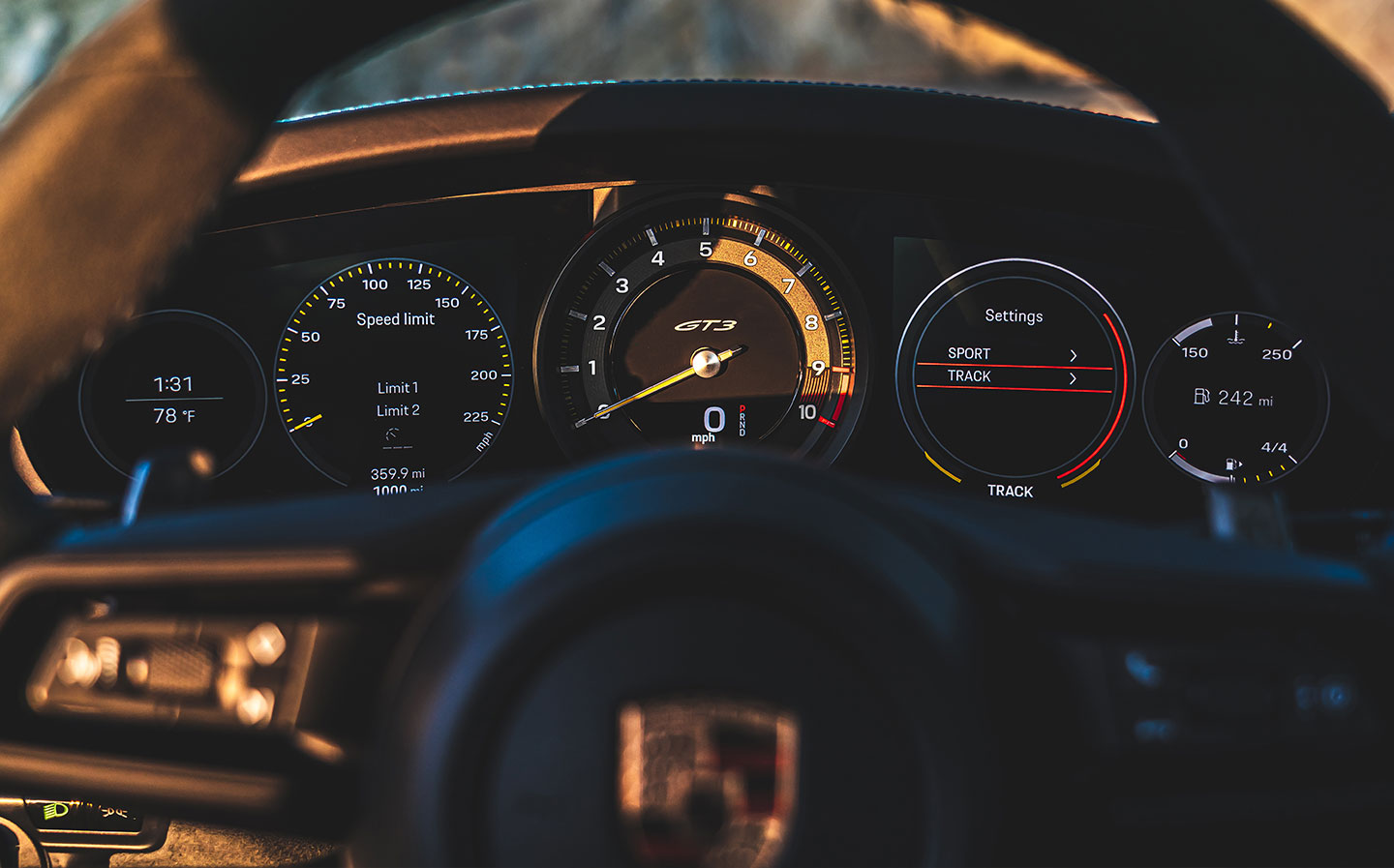 Interior dashboard - 992 Porsche 911 GT3 review by Will Dron for Sunday Times Driving.co.uk