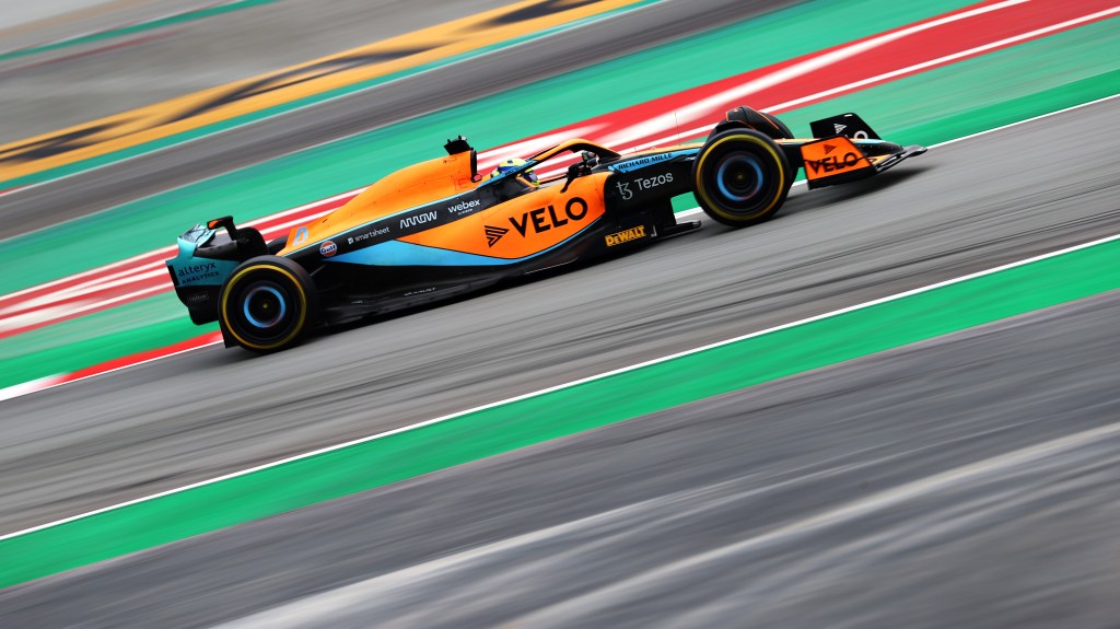 Lando Norris driving theMcLaren MCL36 during day three of F1 Testing at Circuit de Catalunya (Dan Istitene via Getty Images)