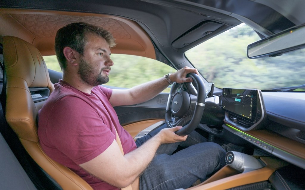 James Fossdyke at the wheel of the Pininfarina Battista