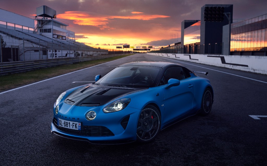 Alpine A110 R at Jarama Circuit, static front three-quarters