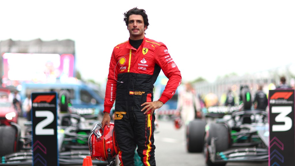 BARCELONA, SPAIN - JUNE 04: fifth placed Carlos Sainz of Spain and Ferrari walks in parc ferme during the F1 Grand Prix of Spain at Circuit de Barcelona-Catalunya on June 04, 2023 in Barcelona, Spain. (Photo by Dan Istitene - Formula 1/Formula 1 via Getty Images)