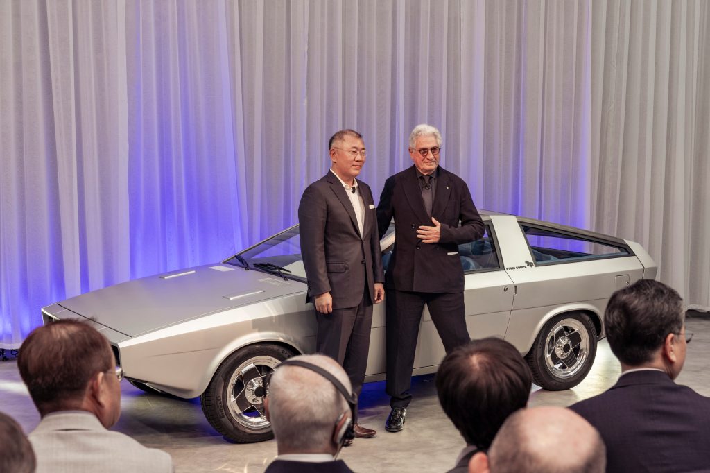 Giorgetto Giugiaro at the Hyundai Pony Coupe Concept launch