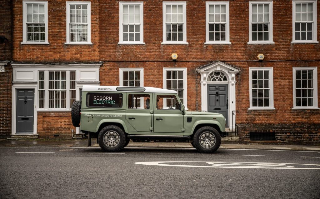 2005 Land Rover Defender 110 converted with Bedeo in-wheel electric motors